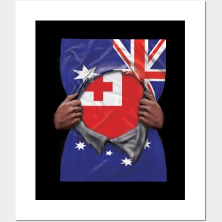 Tonga Flag Australian Flag Ripped - Gift for Togan From Tonga Posters and Art